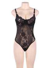 Load image into Gallery viewer, Black Glamour Hollywood Sheer Lace Underwire Teddy
