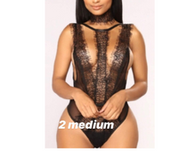 Load image into Gallery viewer, Black Eyelash Lace Collar Backless Sexy Teddy
